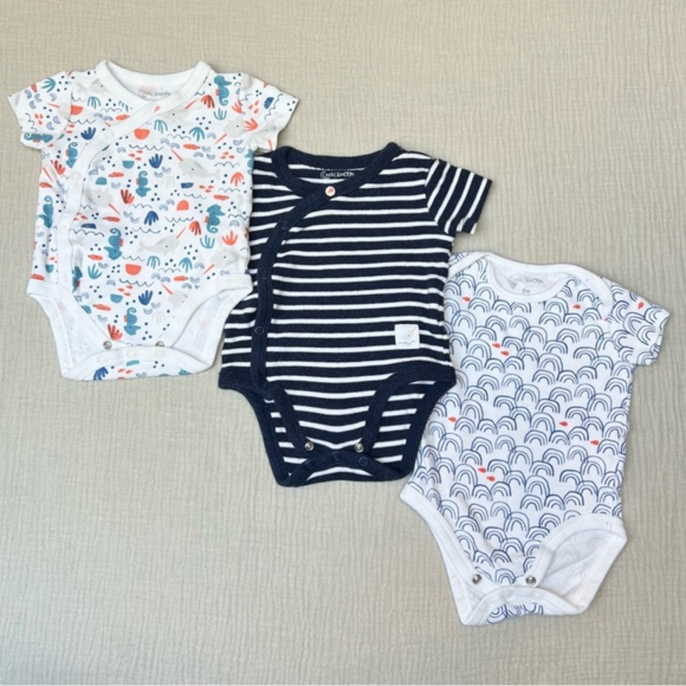 Bundle of 3 Mac & Moon short sleeve bodysuits 3-6 months